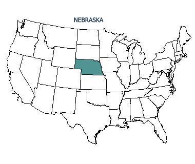 USA map with Nebraska highlighted
