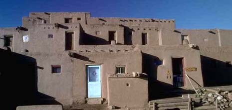 New Mexico nickname: The Land of the Delight Makers - picture of Pueblo Indians' dwellings