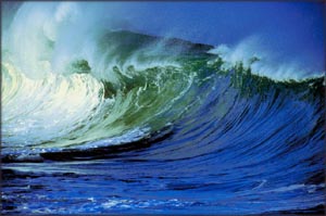 Big frothing wave representing strong will and inner power.