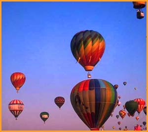 Only the sky is your limit: Photo of colorful hot air balloons.