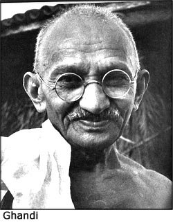 Portrait of Mahatma Ghandi.